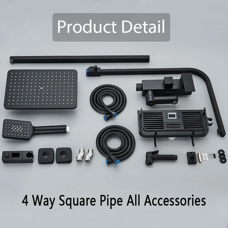 Black Rainfall Bathtub Shower Faucet Set