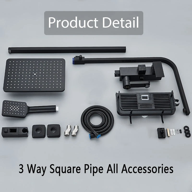 Black Rainfall Bathtub Shower Faucet Set