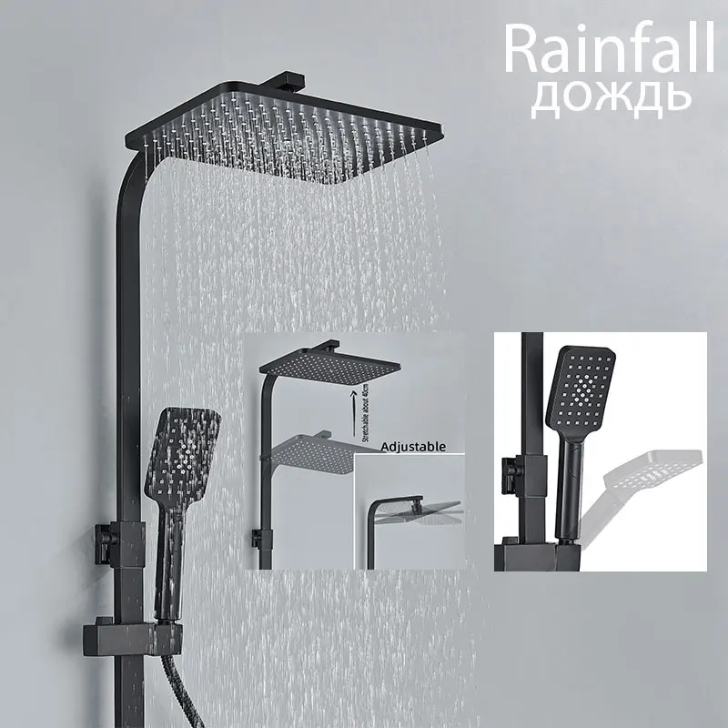 Black Rainfall Bathtub Shower Faucet Set BATHROOM ACCESSORIES Color : Chrome 3 Ways SUS|Chrome 4 Ways SUS|Black 3 Ways SUS|Black 4 Ways SUS|Black 4 Ways ABS|Chrome 4 Ways ABS Black Rainfall Bathtub Shower Faucet Set BATHROOM ACCESSORIES Color : Chrome 3 Ways SUS|Chrome 4 Ways SUS|Black 3 Ways SUS|Black 4 Ways SUS|Black 4 Ways ABS|Chrome 4 Ways ABS