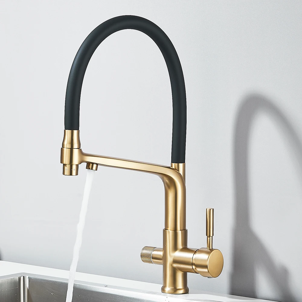Brushed Gold Kitchen Faucet Filtered Water Dual Spout Purification Feature Kitchen Tap 360 Rotation Water Crane For Kitchen Color : Brushed Nickel|Matte Black|Gun Grey|Chrome|Brushed Gold Brushed Gold Kitchen Faucet Filtered Water Dual Spout Purification Feature Kitchen Tap 360 Rotation Water Crane For Kitchen Color : Brushed Nickel|Matte Black|Gun Grey|Chrome|Brushed Gold