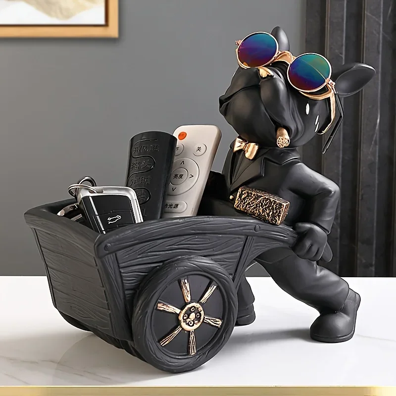 Builder French Bulldog With Barrow Dog Statue Live room Decor FIGURINES & MINIATURES Color : GREEN|BLACK Builder French Bulldog With Barrow Dog Statue Live room Decor FIGURINES & MINIATURES Color : GREEN|BLACK