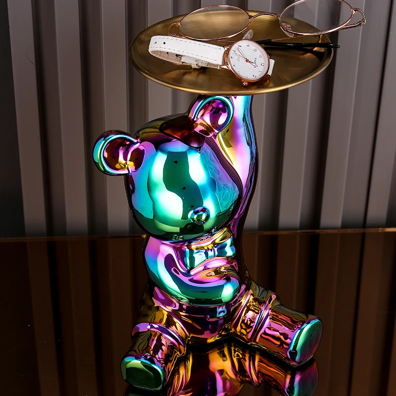 Ceramic Colorful Plating Bear Storage Box Home Living