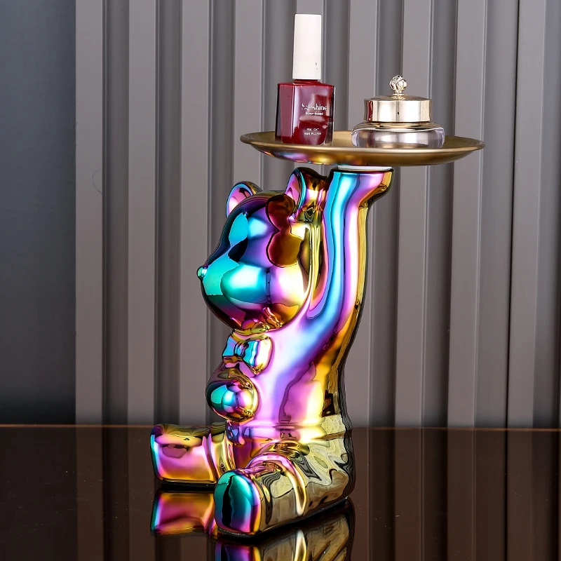 Ceramic Colorful Plating Bear Storage Box Home Living