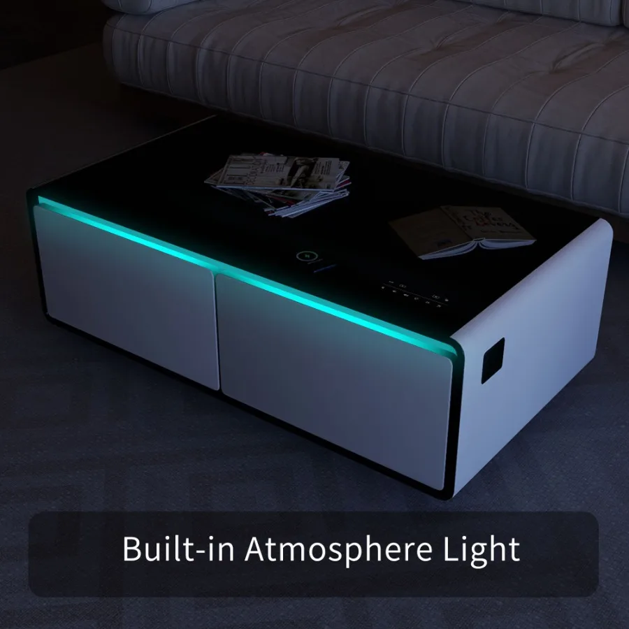 Coffee Table With Builtin Fridge Bluetooth Speaker Wireless Charging