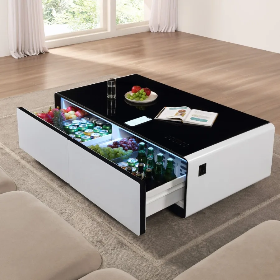 Coffee Table With Builtin Fridge Bluetooth Speaker Wireless Charging