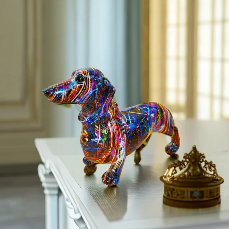 Colorful Standing French Bulldog Resin Statue Decoration