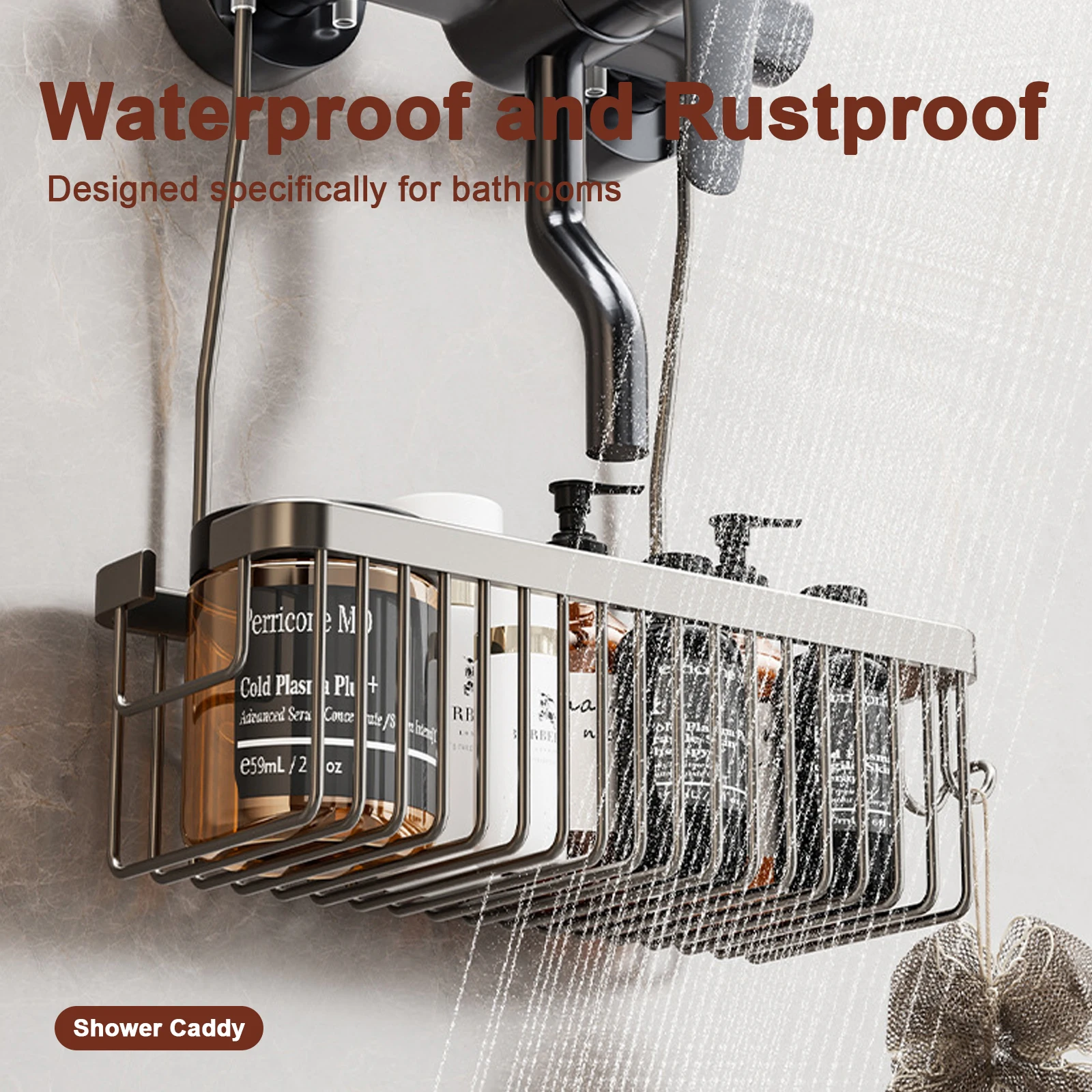 Convenient Toilet Shower Rack with No Drilling Installation Convenient Toilet Shower Rack with No Drilling Installation