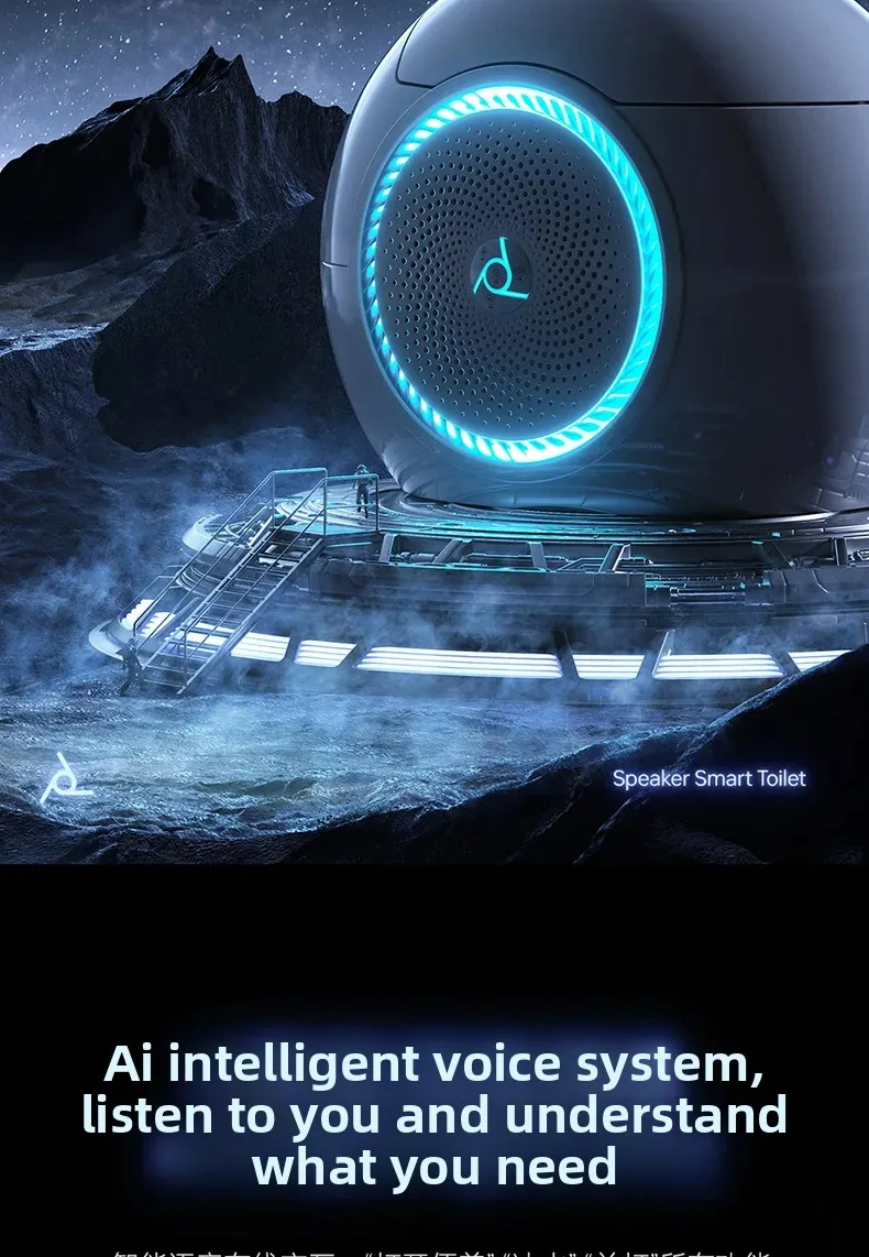 Egg-shaped Fully Intelligent Toilet, Smart Toilet, Automatic Flush, Automatic Flip, Bluetooth Speaker, Radar Sensing