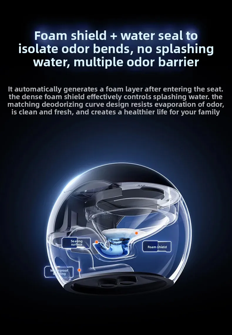 Egg-shaped Fully Intelligent Toilet, Smart Toilet, Automatic Flush, Automatic Flip, Bluetooth Speaker, Radar Sensing