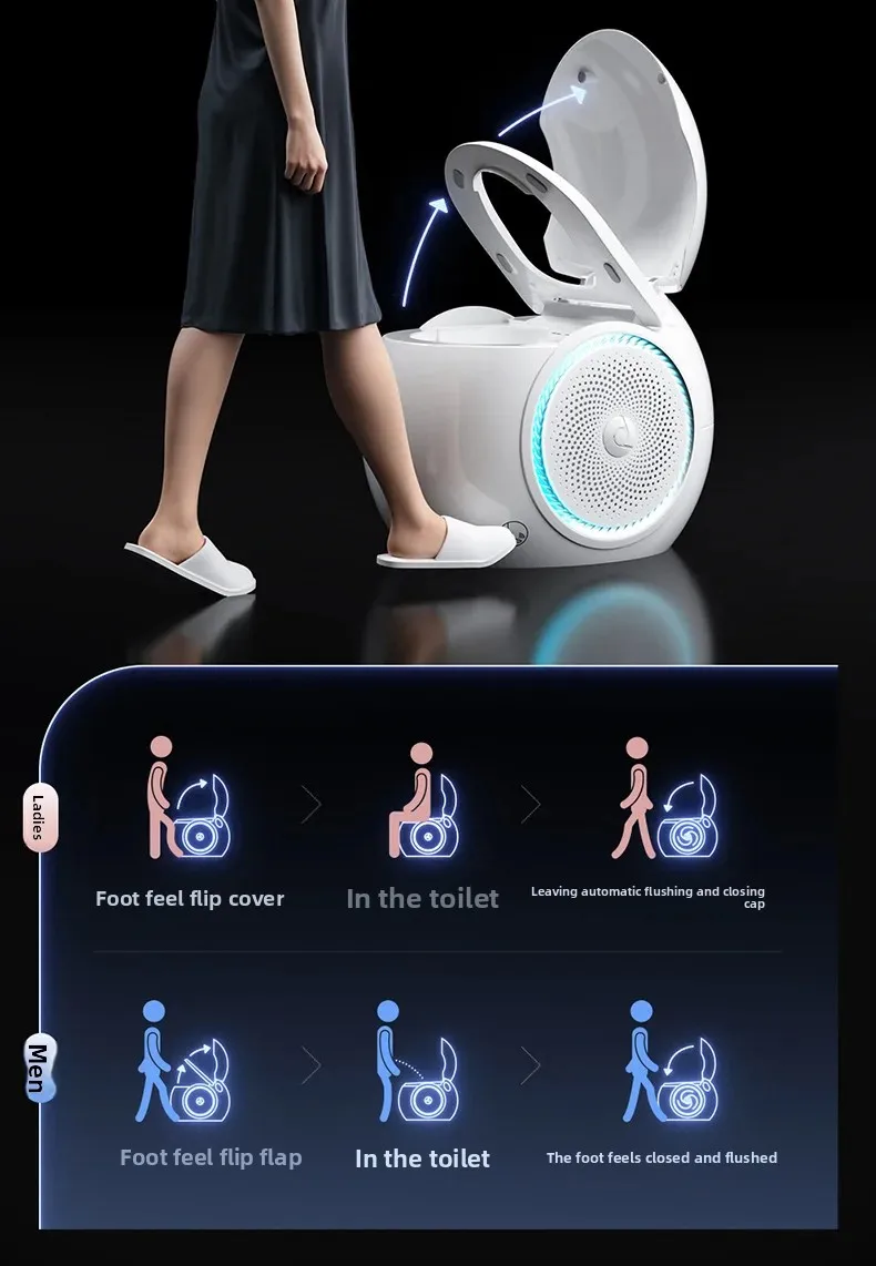 Egg-shaped Fully Intelligent Toilet, Smart Toilet, Automatic Flush, Automatic Flip, Bluetooth Speaker, Radar Sensing