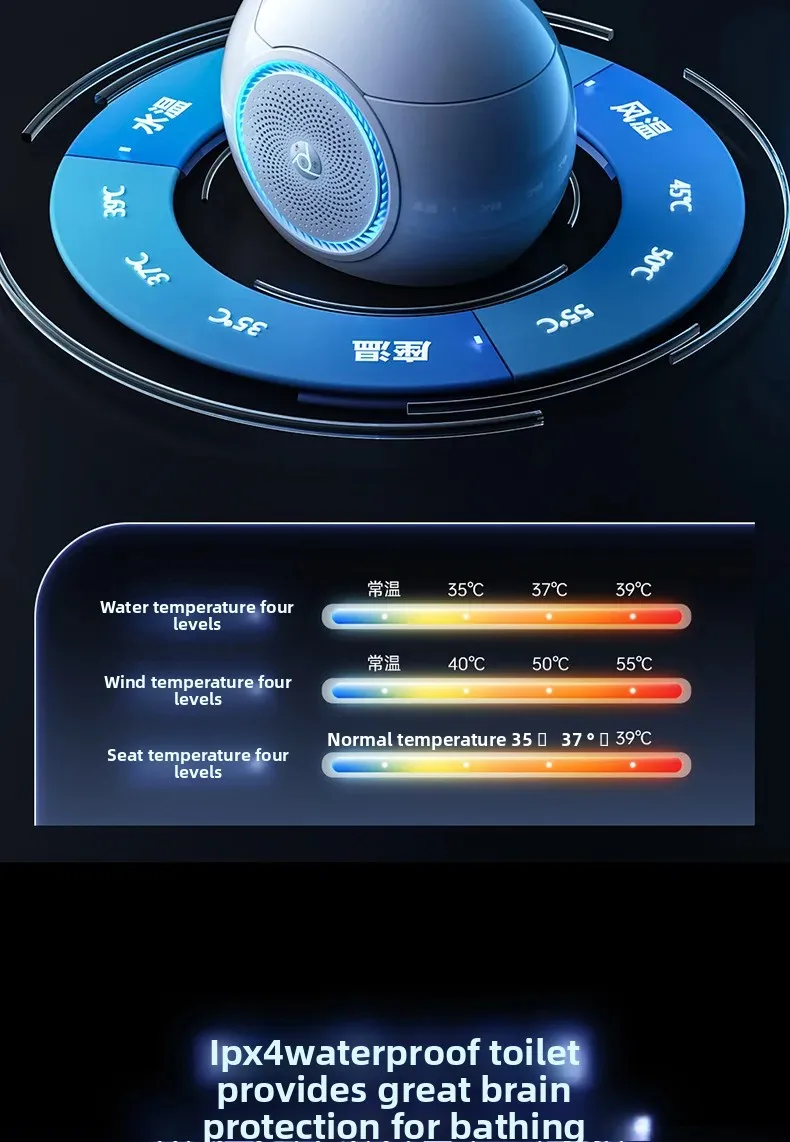 Egg-shaped Fully Intelligent Toilet, Smart Toilet, Automatic Flush, Automatic Flip, Bluetooth Speaker, Radar Sensing