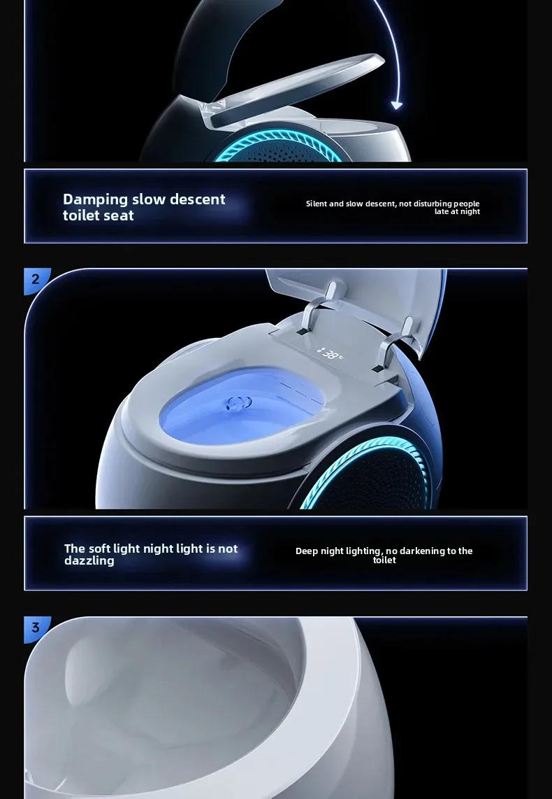 Egg-shaped Fully Intelligent Toilet, Smart Toilet, Automatic Flush, Automatic Flip, Bluetooth Speaker, Radar Sensing
