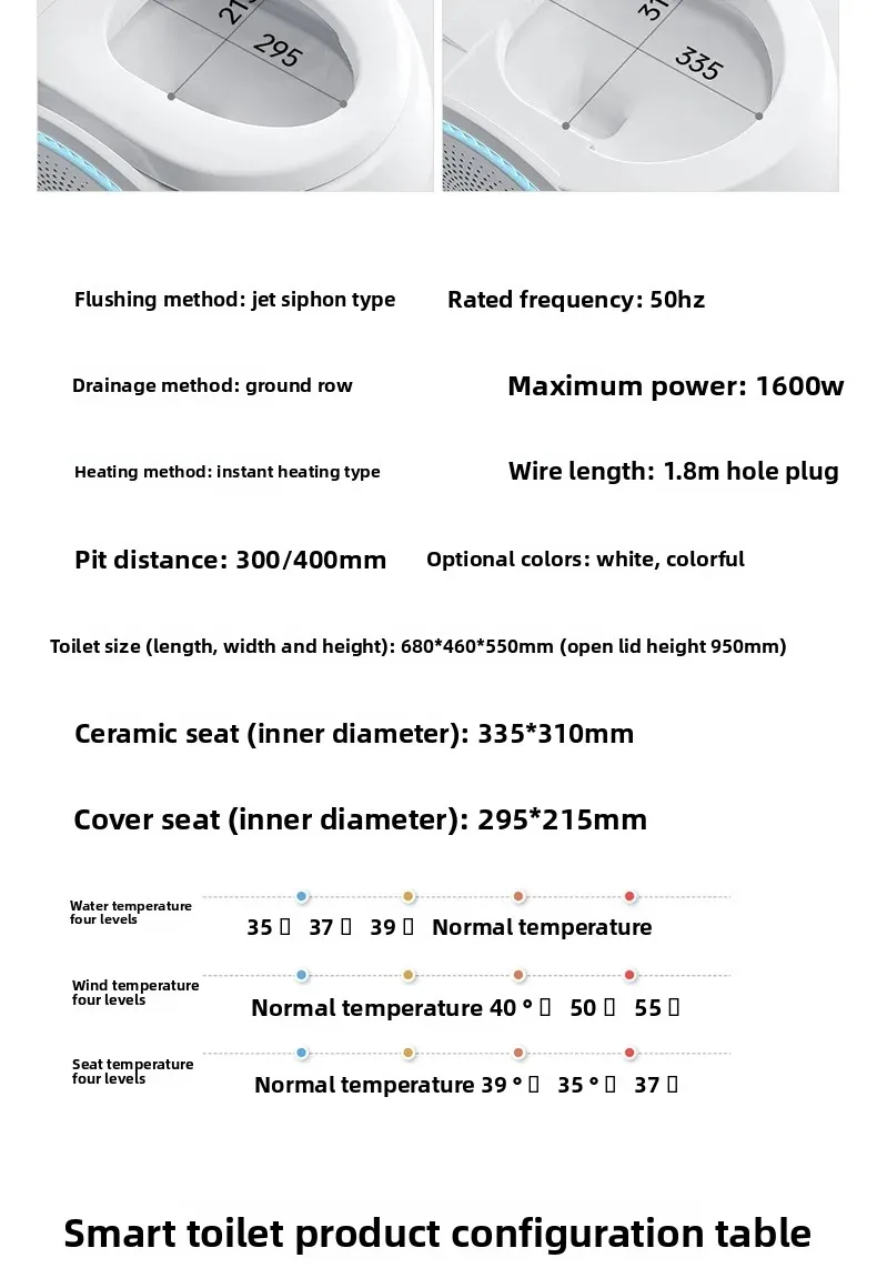 Egg-shaped Fully Intelligent Toilet, Smart Toilet, Automatic Flush, Automatic Flip, Bluetooth Speaker, Radar Sensing