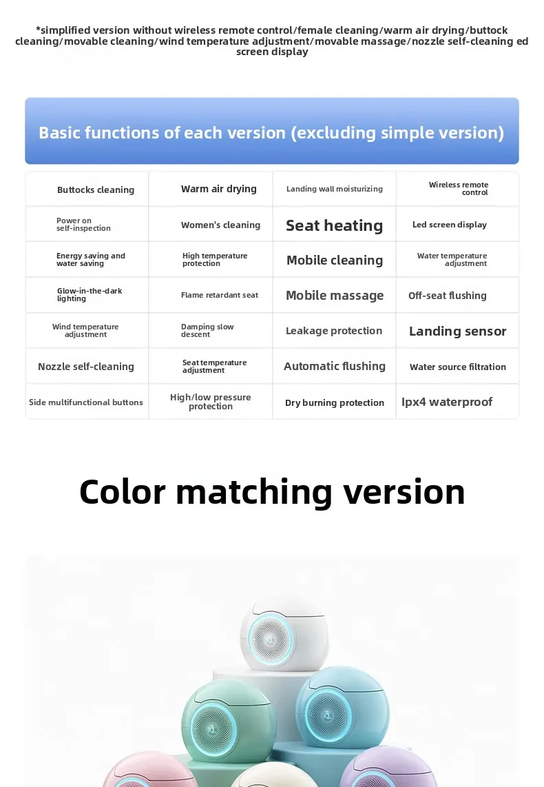 Egg-shaped Fully Intelligent Toilet, Smart Toilet, Automatic Flush, Automatic Flip, Bluetooth Speaker, Radar Sensing