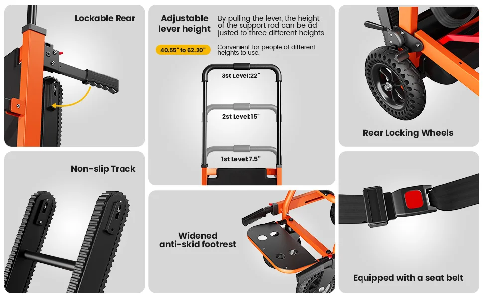 Electric Chair 440lbs Max Load Stair Climbing Wheelchair with Adjustable Backrest & Arms Electric Chair 440lbs Max Load Stair Climbing Wheelchair with Adjustable Backrest & Arms