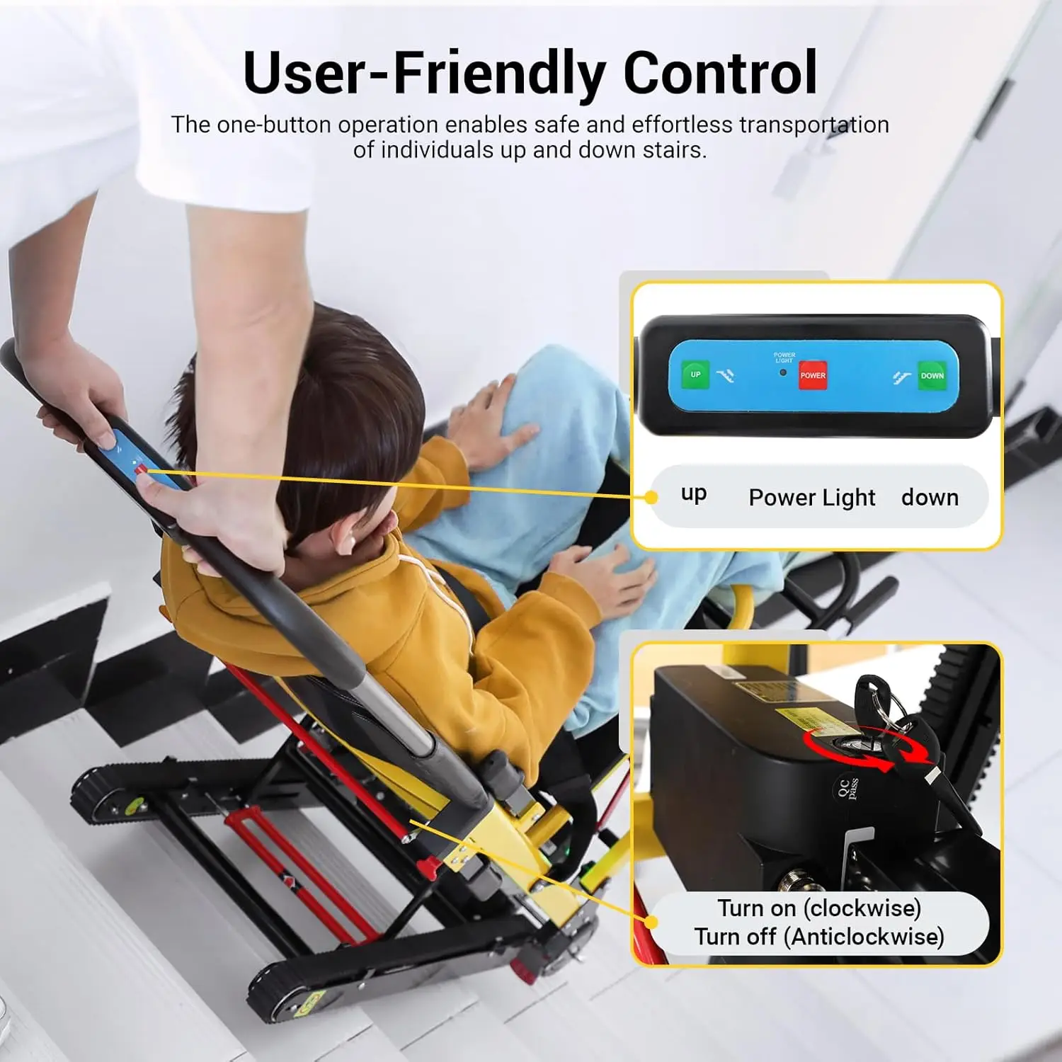 Electric Stair Climbing Wheelchair HOSPITAL ACCESSORIES Color : Yellow|Black|Orange Electric Stair Climbing Wheelchair HOSPITAL ACCESSORIES Color : Yellow|Black|Orange