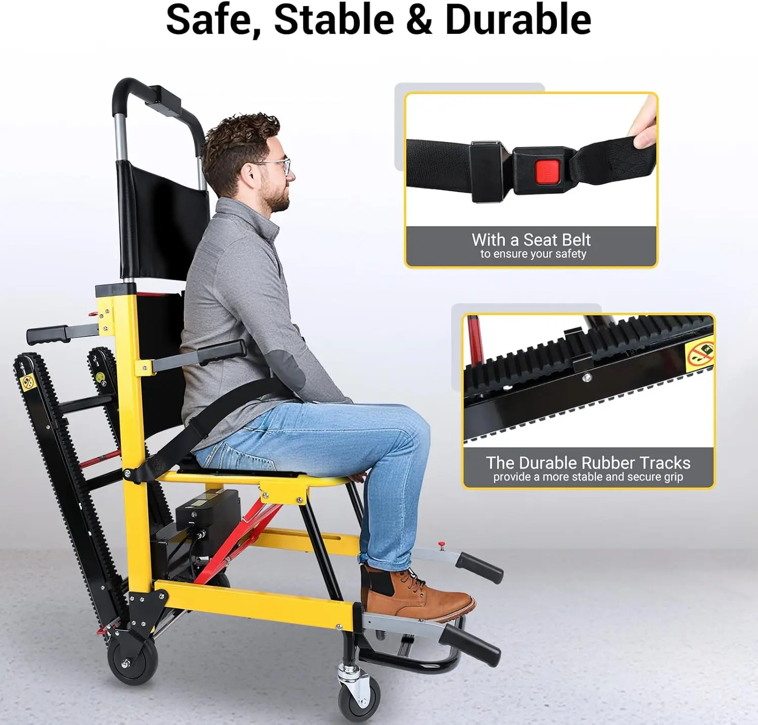 Electric Stair Climbing Wheelchair HOSPITAL ACCESSORIES Color : Yellow|Black|Orange Electric Stair Climbing Wheelchair HOSPITAL ACCESSORIES Color : Yellow|Black|Orange