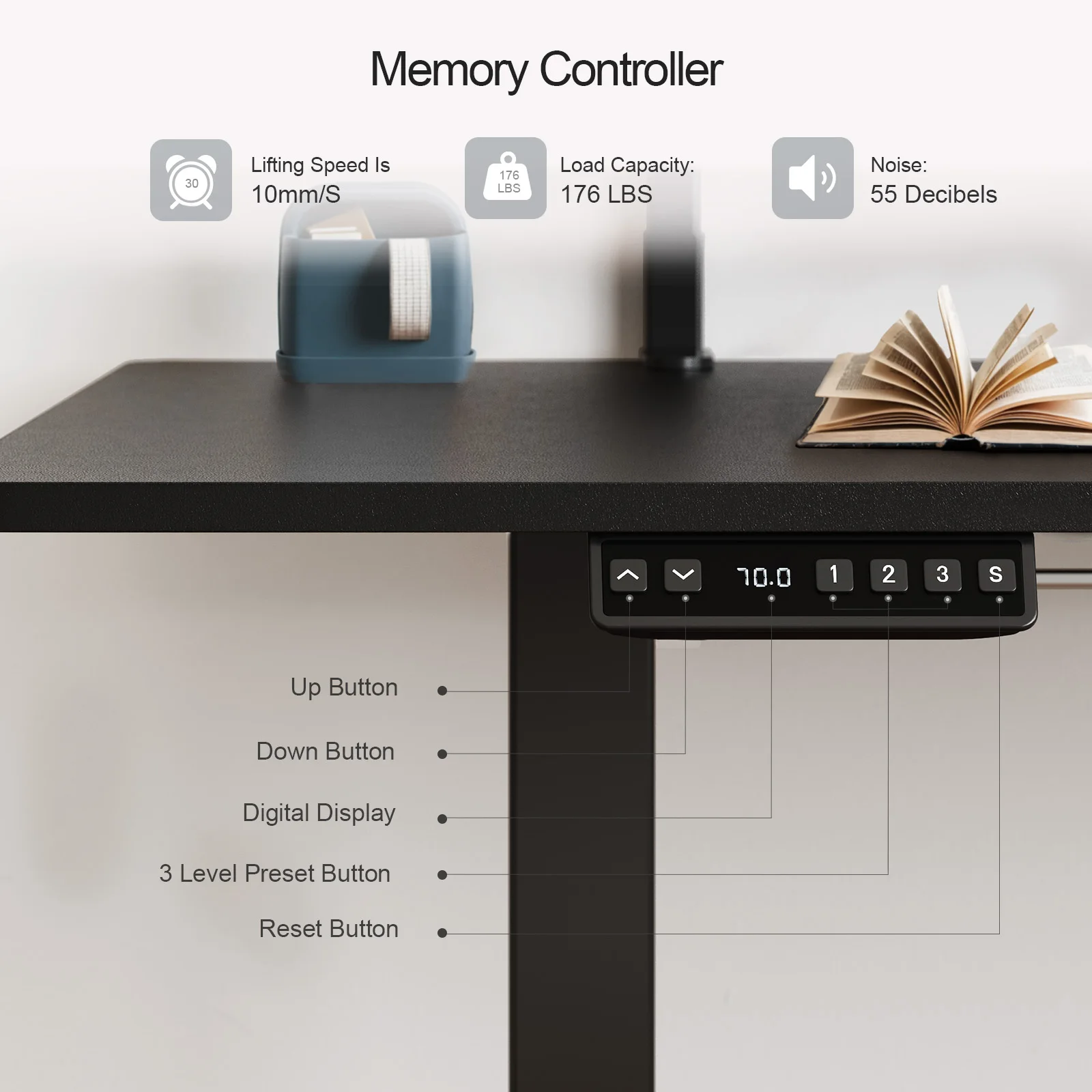 Electric Stand Up Desk with Memory Controller & Adjustable Height Electric Stand Up Desk with Memory Controller & Adjustable Height