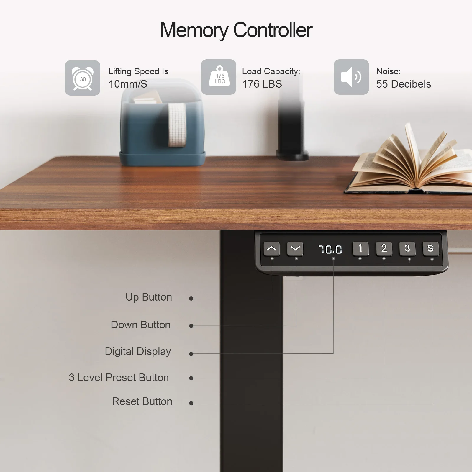 Electric Stand Up Desk with Memory Controller & Adjustable Height MODERN FURNITURES Ships From : United States Electric Stand Up Desk with Memory Controller & Adjustable Height MODERN FURNITURES Ships From : United States
