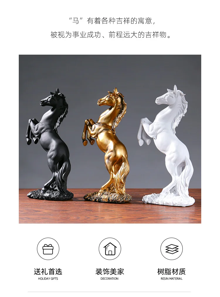 European Style Home Resin Victory Horse Statue