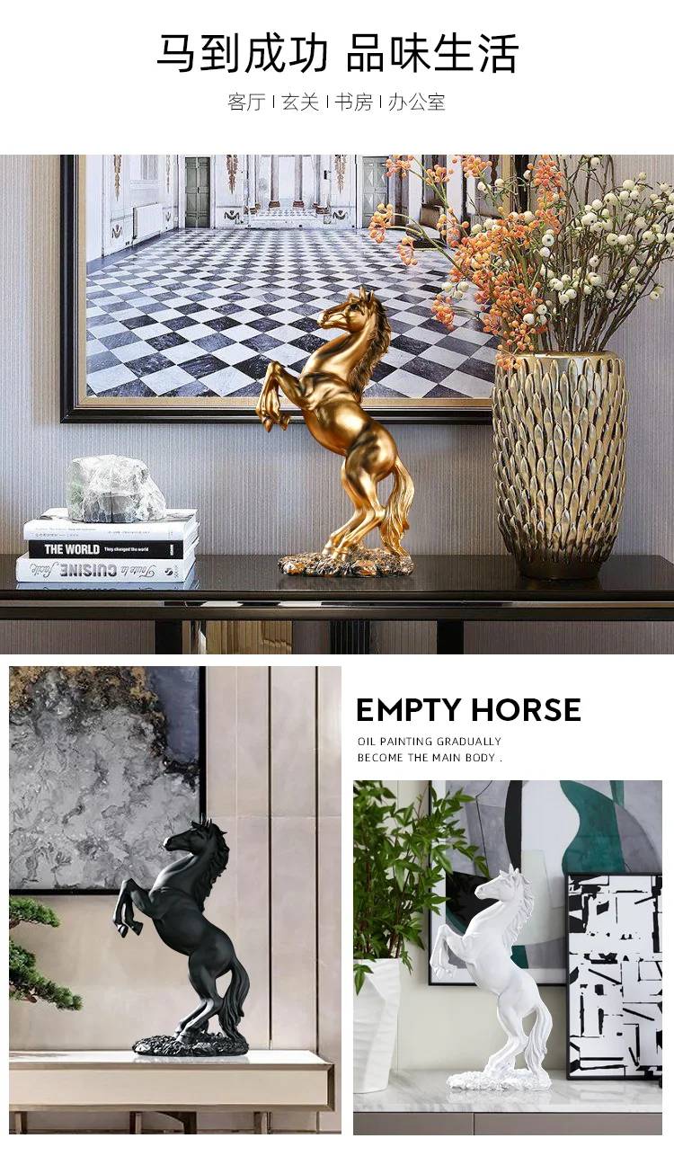 European Style Home Resin Victory Horse Statue