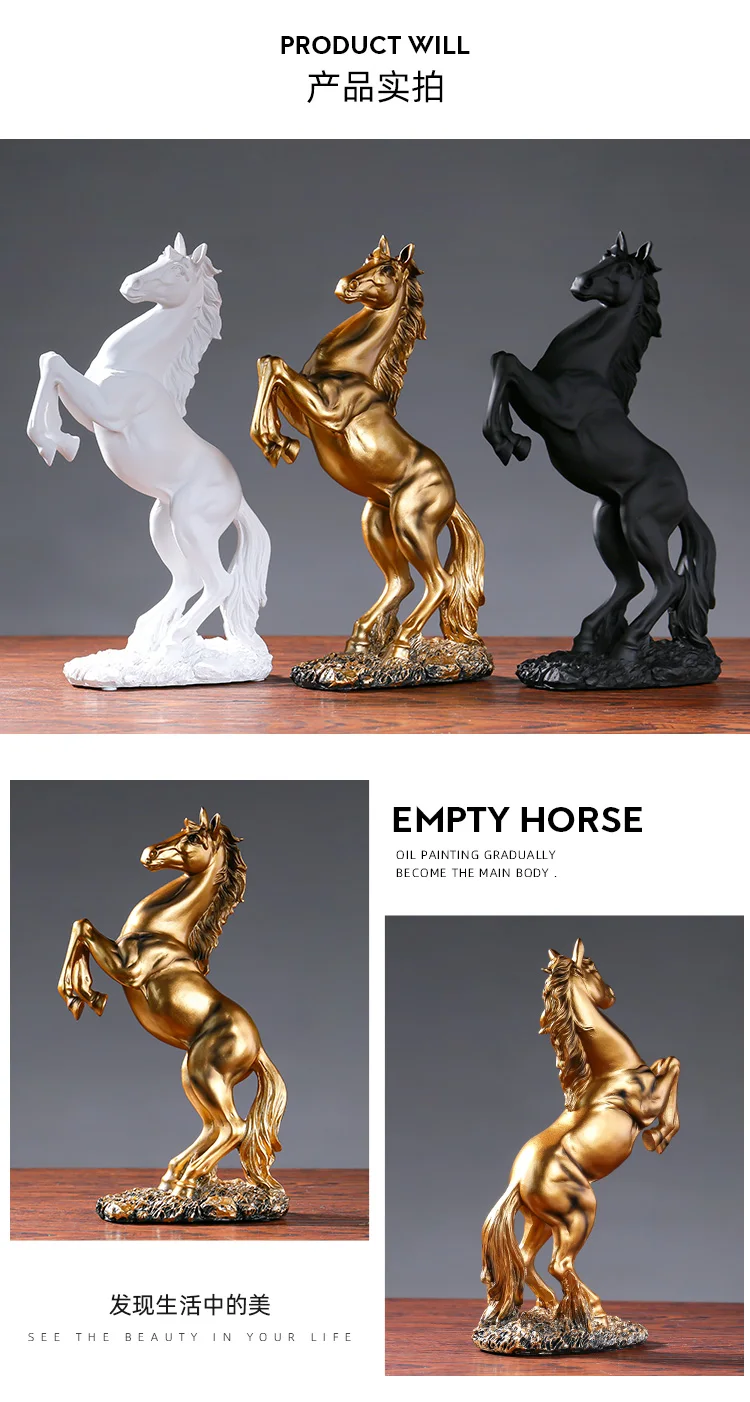 European Style Home Resin Victory Horse Statue