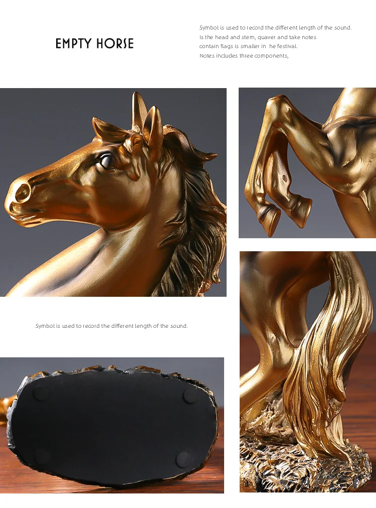 European Style Home Resin Victory Horse Statue
