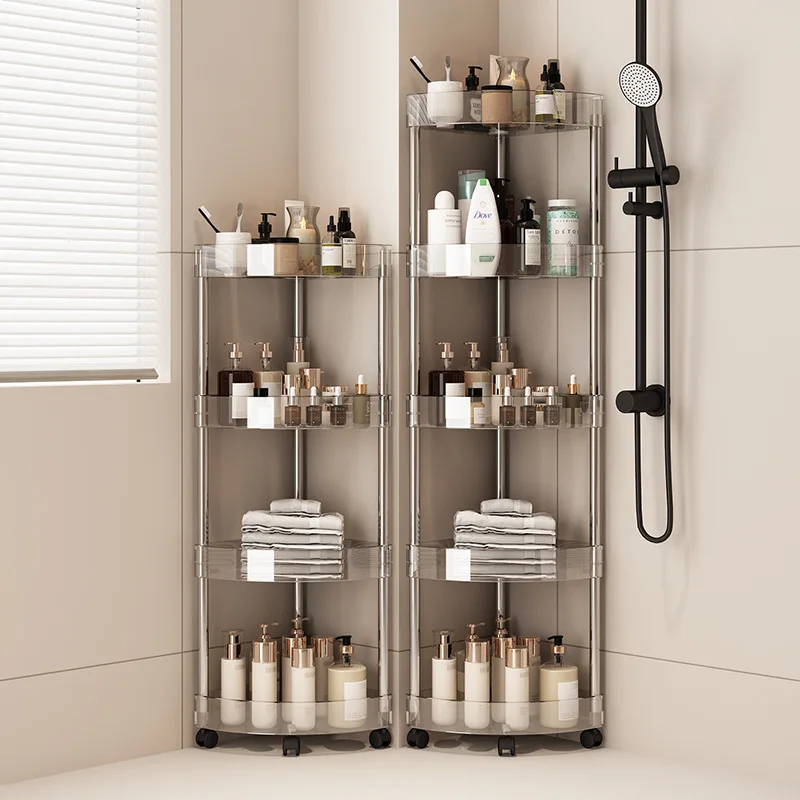 Fashion Rack Multi-Layer Transparent Bathroom Shelf BATHROOM ACCESSORIES Color : 2 Layer No wheel|4 Layer|3 Layer|5 Layer Fashion Rack Multi-Layer Transparent Bathroom Shelf BATHROOM ACCESSORIES Color : 2 Layer No wheel|4 Layer|3 Layer|5 Layer