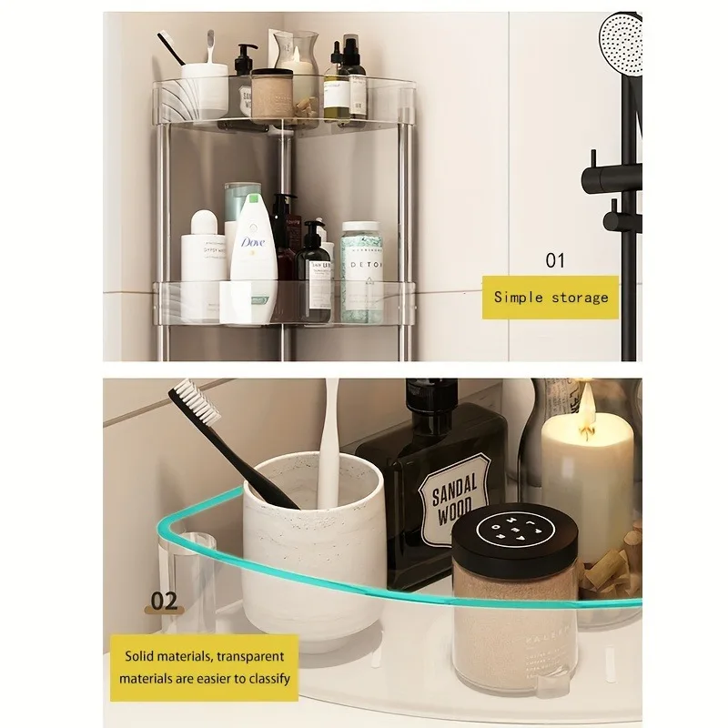 Fashion Rack Multi-Layer Transparent Bathroom Shelf