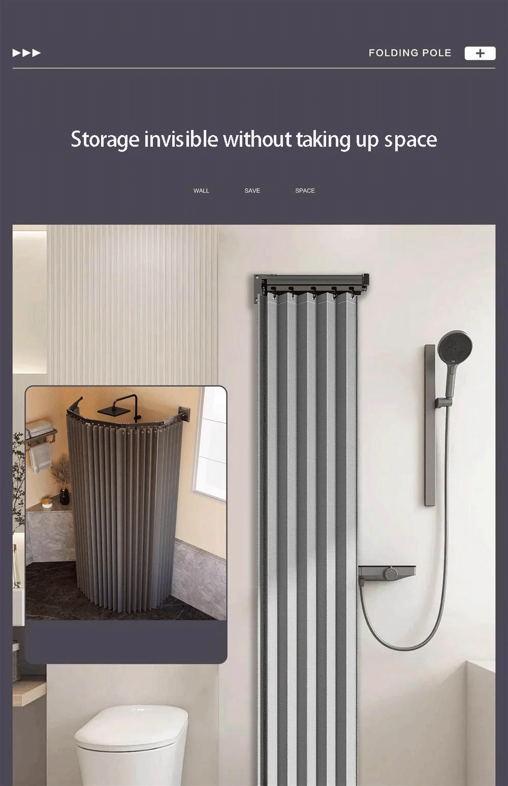 Foldable Shower Curtain Rod Set Foldable Shower Curtain Rod Set