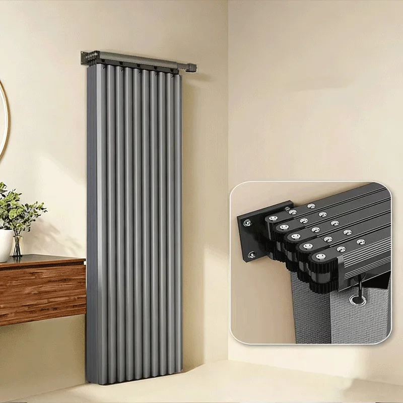 Foldable Shower Curtain Rod Set BATHROOM SHELVES Color : White rod Curtain|Gray folding rod|Gray rod Curtain|White folding rod Foldable Shower Curtain Rod Set BATHROOM SHELVES Color : White rod Curtain|Gray folding rod|Gray rod Curtain|White folding rod