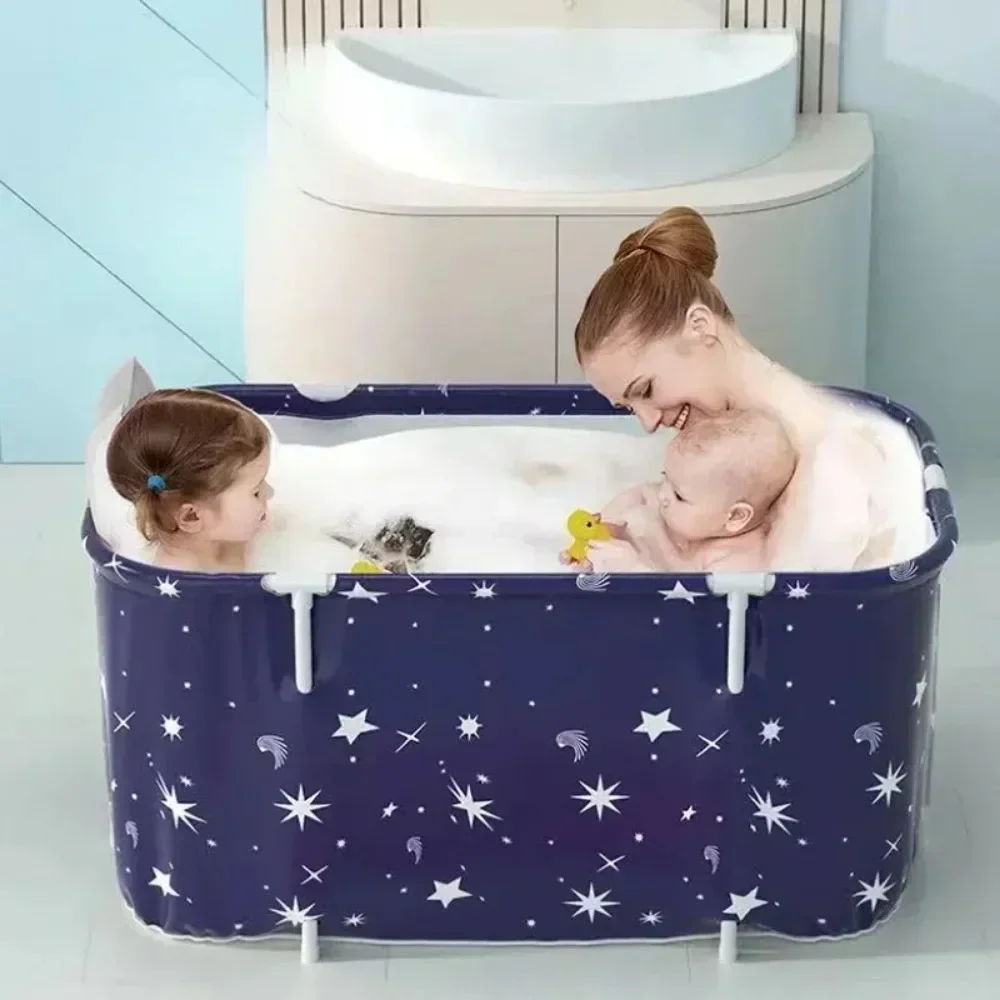 Folding Adult Bath Tub Household Thickened Insulated Bathtub BATHROOM ACCESSORIES Color : White Flowers|Gradient|Starry Blue|Blue Folding Adult Bath Tub Household Thickened Insulated Bathtub BATHROOM ACCESSORIES Color : White Flowers|Gradient|Starry Blue|Blue