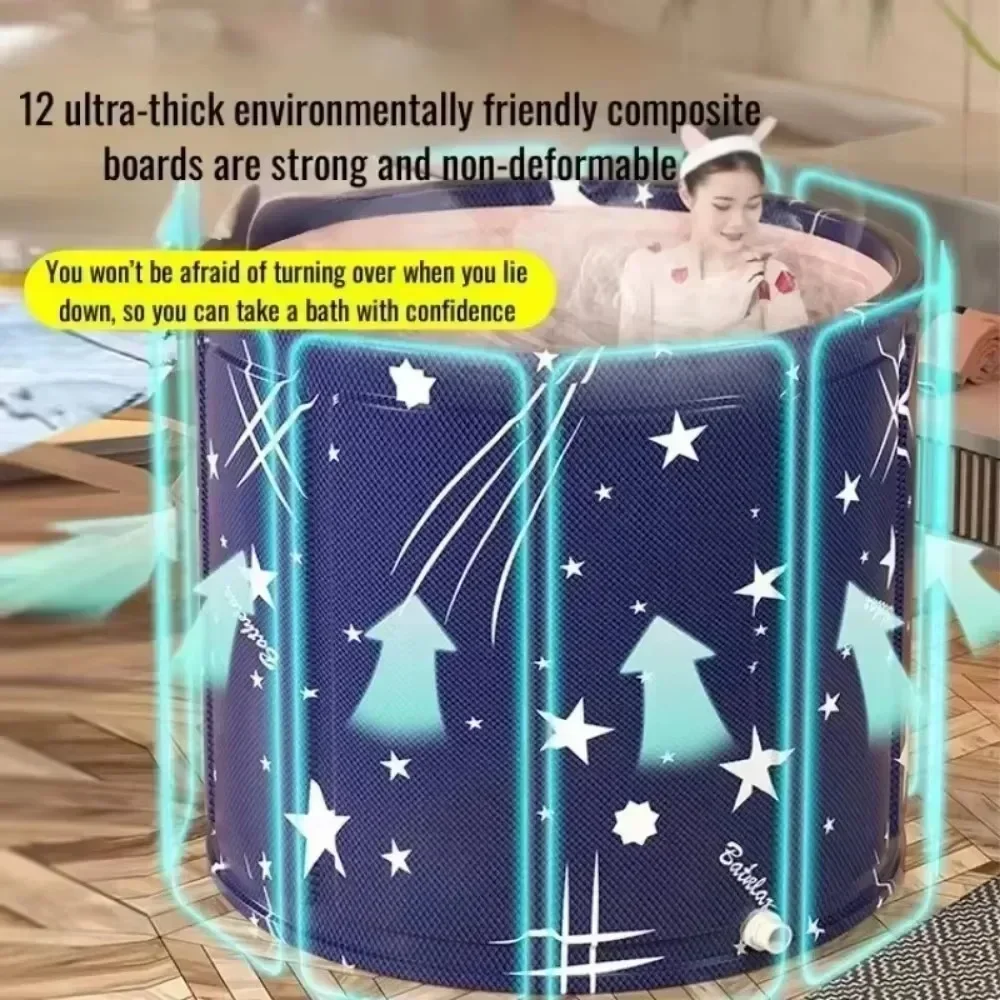 Folding Adult Bath Tub Household Thickened Insulated Bathtub BATHROOM ACCESSORIES Color : White Flowers|Gradient|Starry Blue|Blue Folding Adult Bath Tub Household Thickened Insulated Bathtub BATHROOM ACCESSORIES Color : White Flowers|Gradient|Starry Blue|Blue