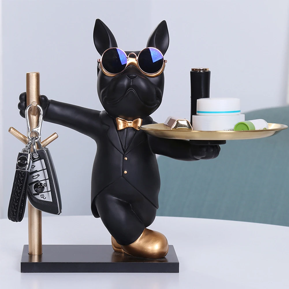 French Bulldog Sculpture Dog Statue Decorative Figurine Storage Metal Tray Coin Piggy Bank Entrance Key Snack Holder French Bulldog Sculpture Dog Statue Decorative Figurine Storage Metal Tray Coin Piggy Bank Entrance Key Snack Holder