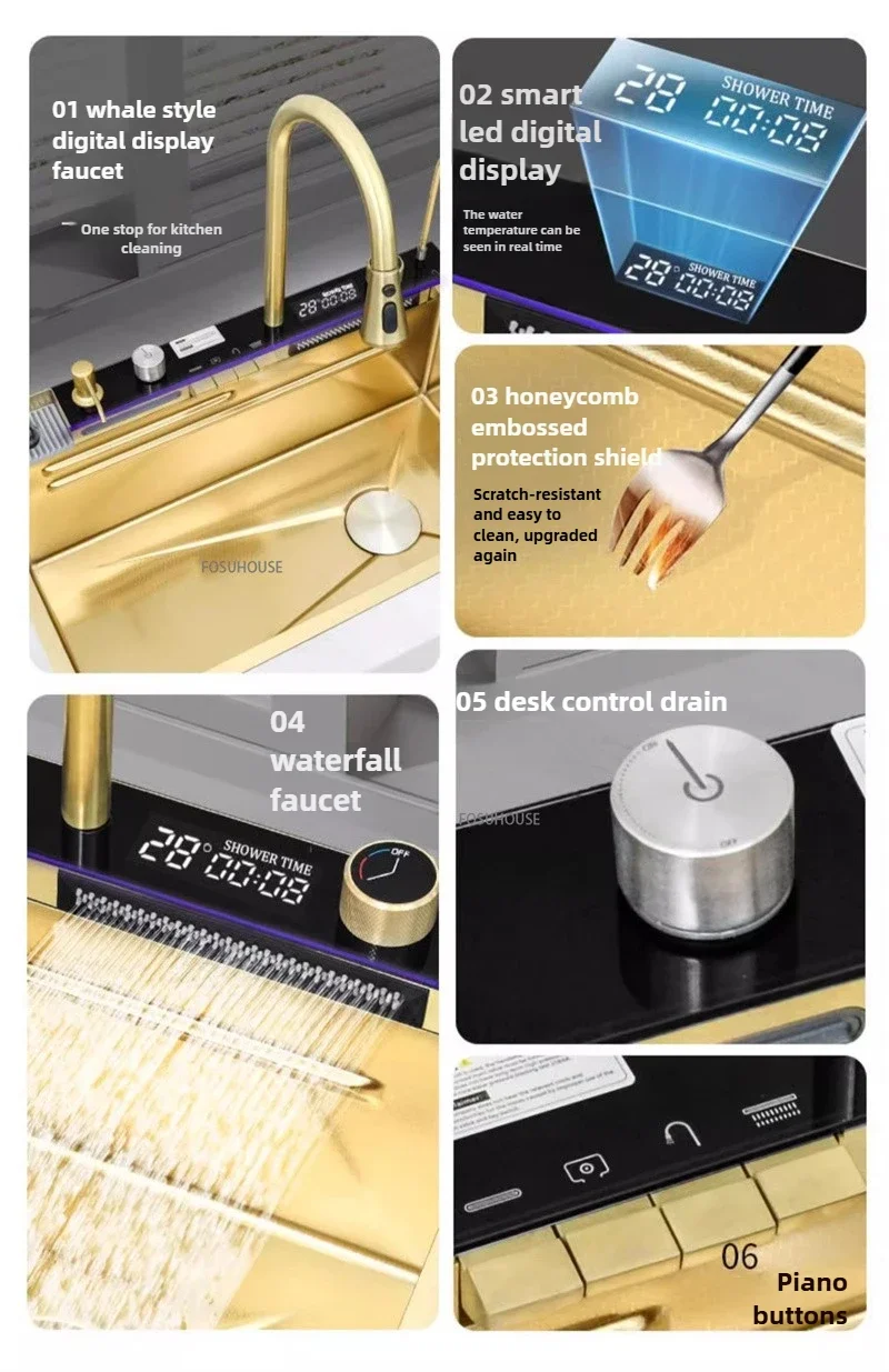 Gold Kitchen Sink with Digital Display Gold Kitchen Sink with Digital Display