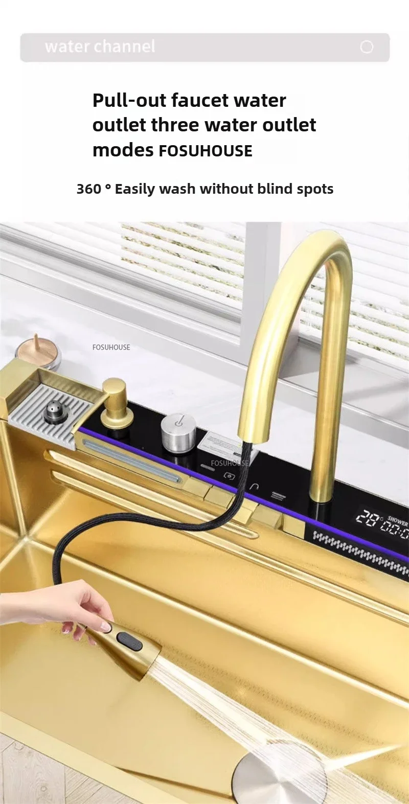 Gold Kitchen Sink with Digital Display Gold Kitchen Sink with Digital Display