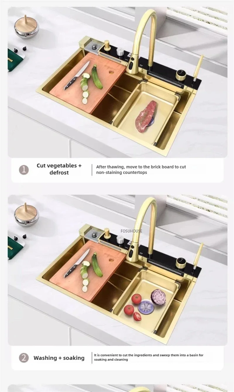 Gold Kitchen Sink with Digital Display Gold Kitchen Sink with Digital Display