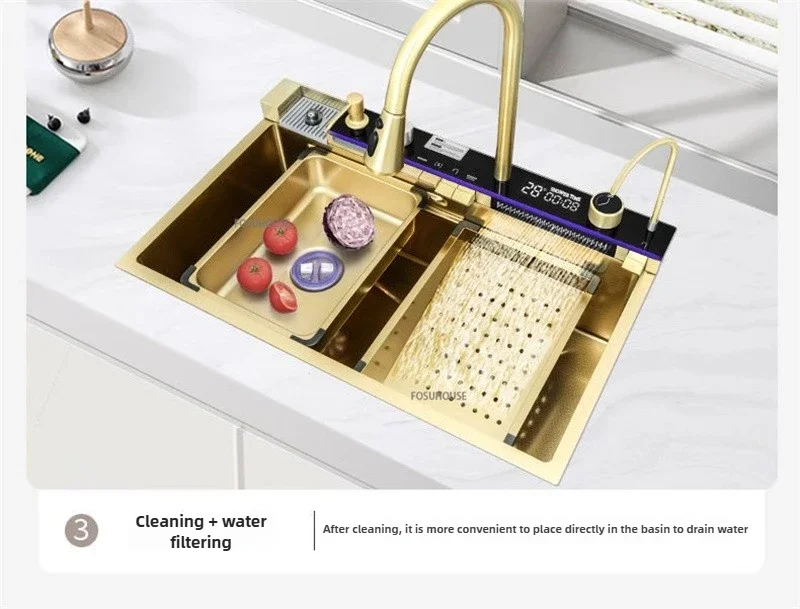 Gold Kitchen Sink with Digital Display Gold Kitchen Sink with Digital Display