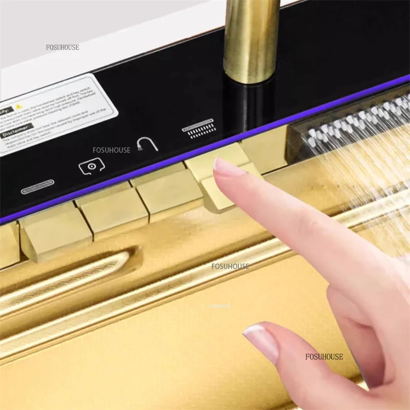 Gold Kitchen Sink with Digital Display BATHROOM ACCESSORIES Color : 68x45cm|75x45cm|80x45cm Gold Kitchen Sink with Digital Display BATHROOM ACCESSORIES Color : 68x45cm|75x45cm|80x45cm