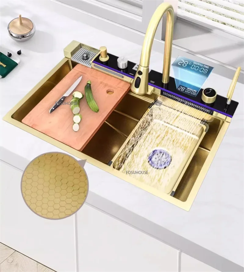 Gold Kitchen Sink with Digital Display Gold Kitchen Sink with Digital Display