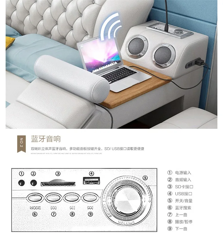 Headboard Storage Double Bed Queen Drawers King Size Smart Bed Headboard Storage Double Bed Queen Drawers King Size Smart Bed