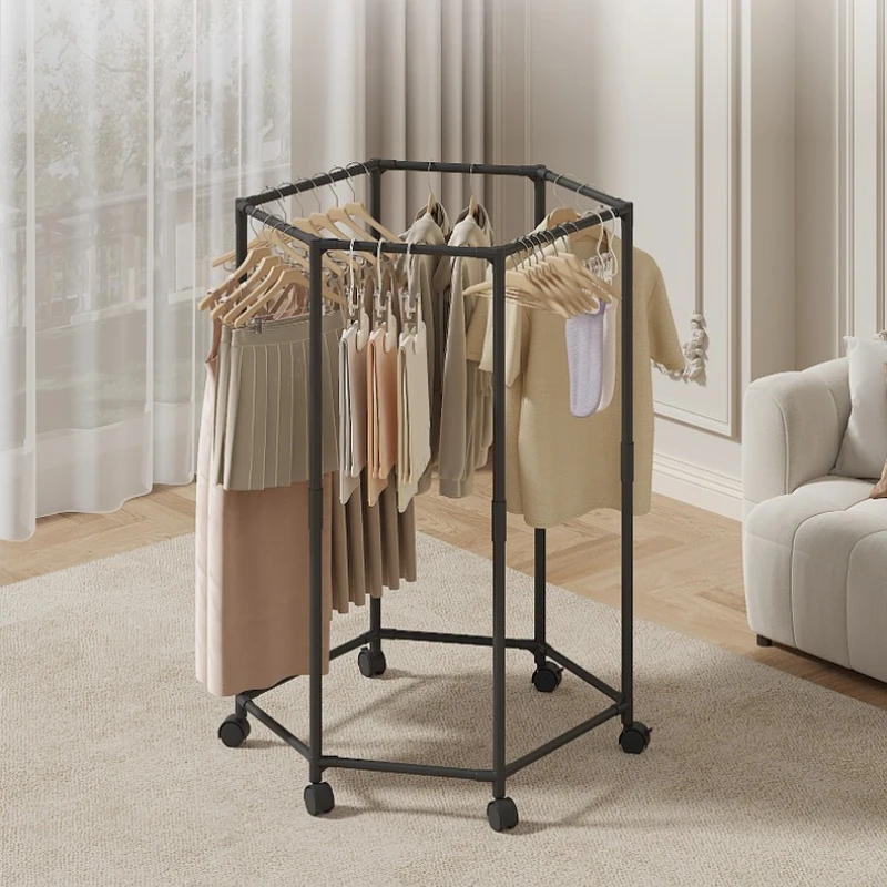 Hexagon Rotating Floor Clothes Rack Hexagon Rotating Floor Clothes Rack