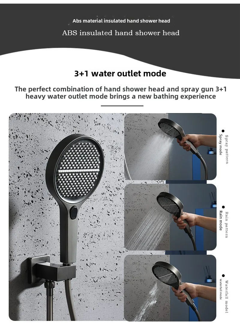 Hidden In-wall Design Shower System with Digital Display Key Button, Gunmetal Shower Set for Hotel, Guesthouse