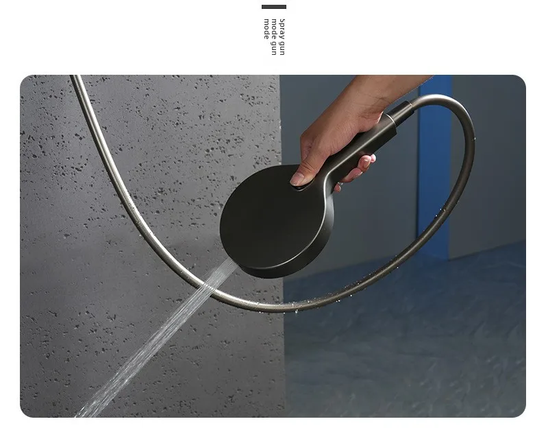 Hidden In-wall Design Shower System with Digital Display Key Button, Gunmetal Shower Set for Hotel, Guesthouse