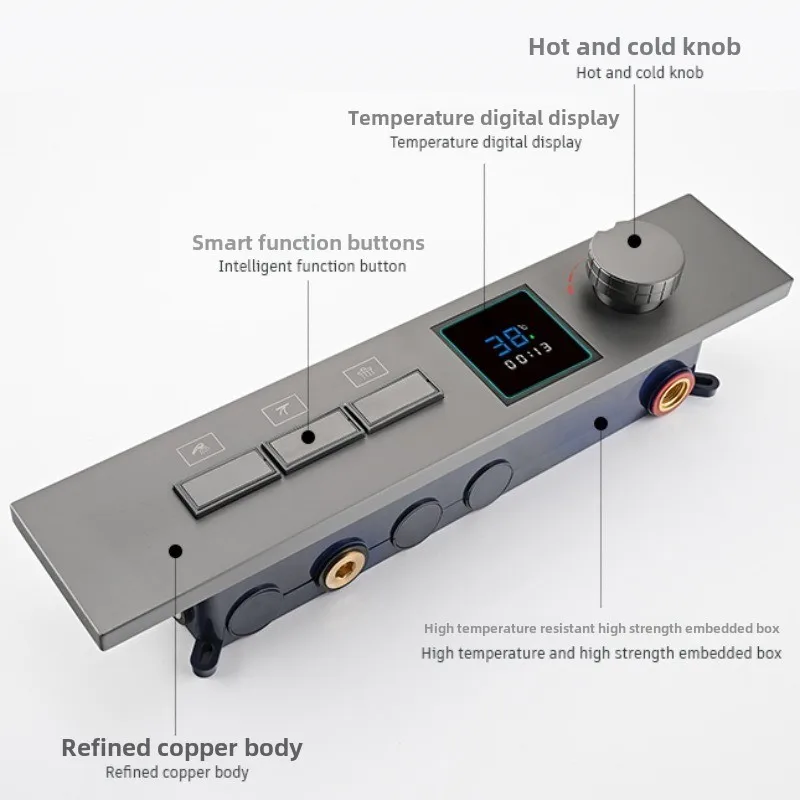 Hidden In-wall Design Shower System with Digital Display Key Button, Gunmetal Shower Set for Hotel, Guesthouse Color : Gun Gray|White|Chrome|Brushed Gold|Gun Gray Round|White Round|Chrome Round|Brushed Gold Round Hidden In-wall Design Shower System with Digital Display Key Button, Gunmetal Shower Set for Hotel, Guesthouse Color : Gun Gray|White|Chrome|Brushed Gold|Gun Gray Round|White Round|Chrome Round|Brushed Gold Round