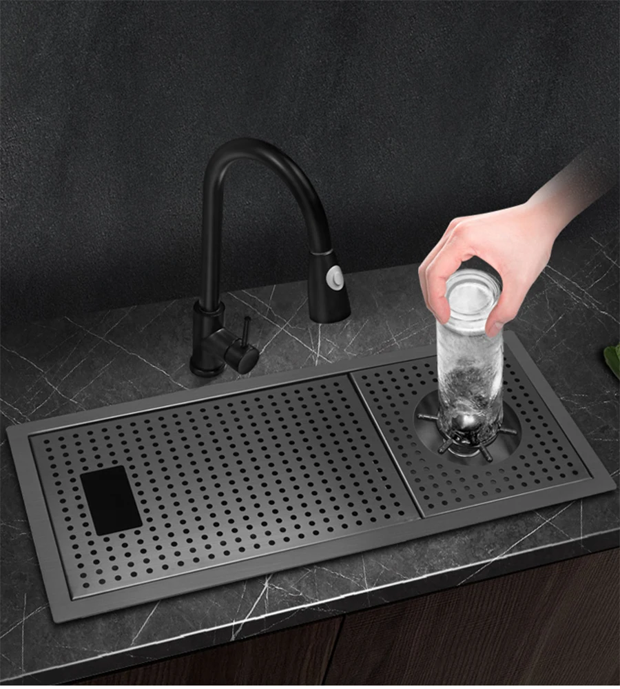 Hidden Nano Black 304 Stainless Steel Kitchen Sink