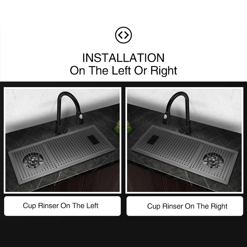 Hidden Nano Black 304 Stainless Steel Kitchen Sink KITCHEN & DINNING Color : 5526A|5526B|5526C|6026A|6026B|6026C Hidden Nano Black 304 Stainless Steel Kitchen Sink KITCHEN & DINNING Color : 5526A|5526B|5526C|6026A|6026B|6026C