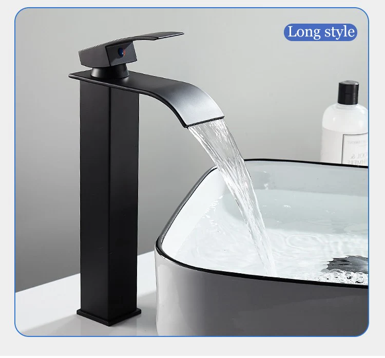 Hot And Cold Stainless Steel Waterfall Wash Basin High And Low Faucet
