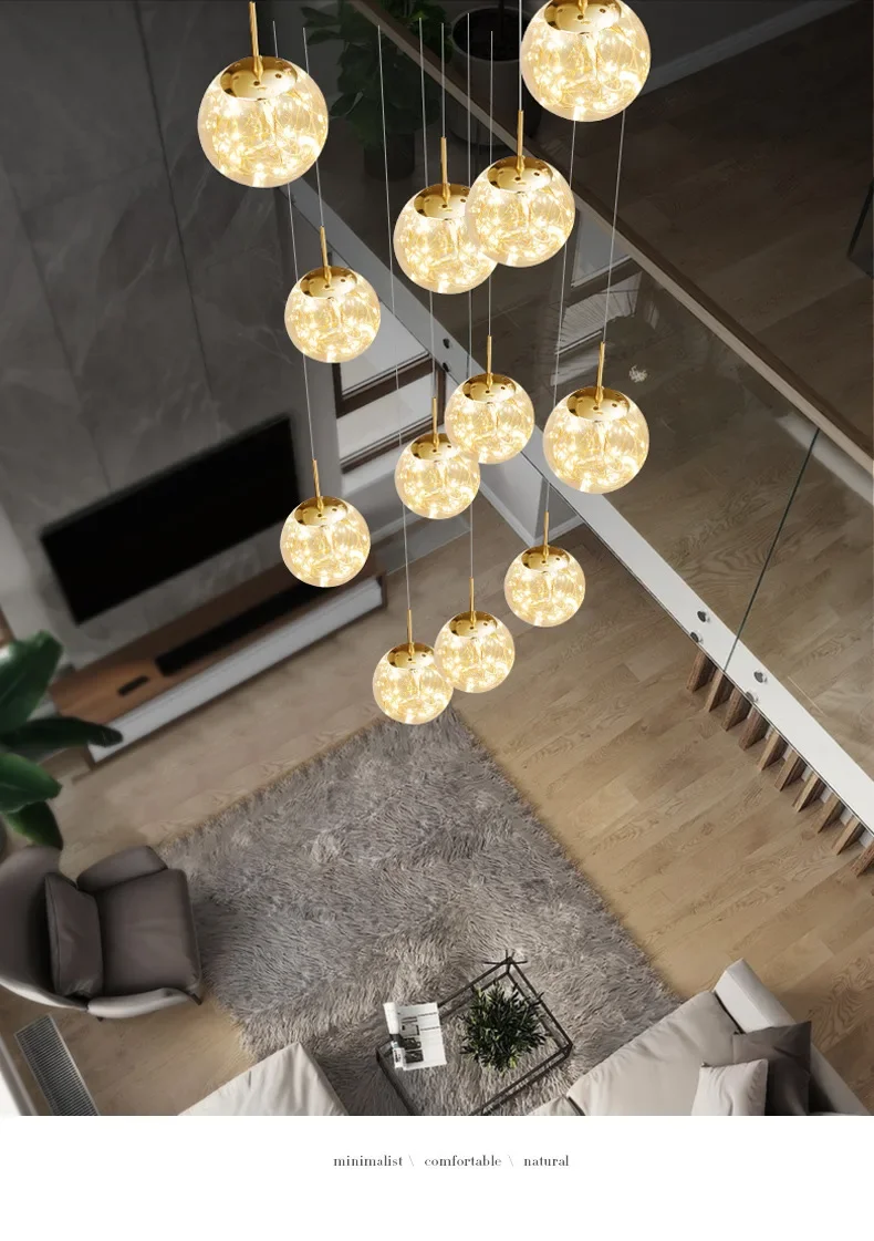 Hot Sale Starry Sky Staircase Chandelier Nordic Design Duplex Corridor Light