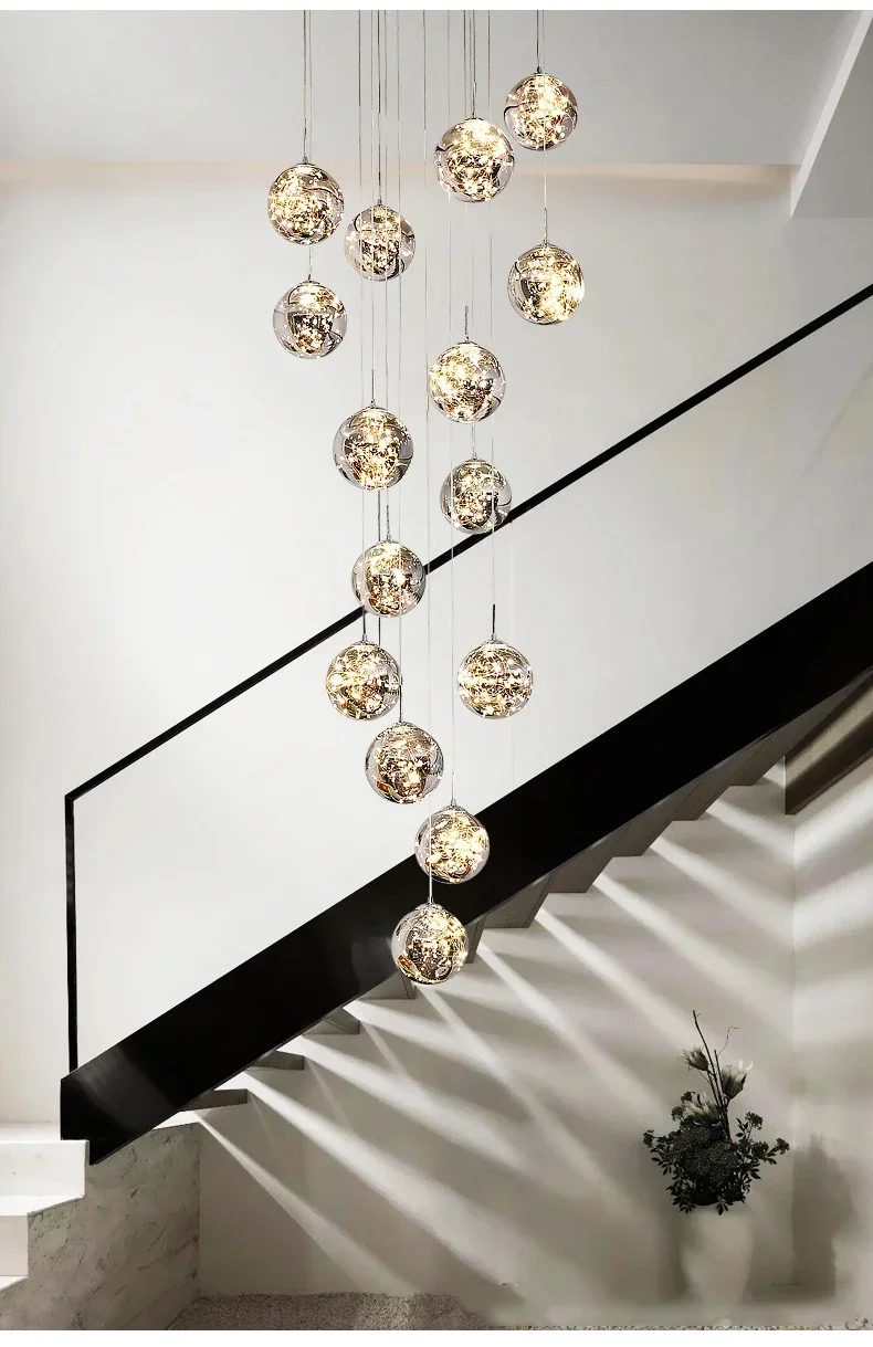 Hot Sale Starry Sky Staircase Chandelier Nordic Design Duplex Corridor Light